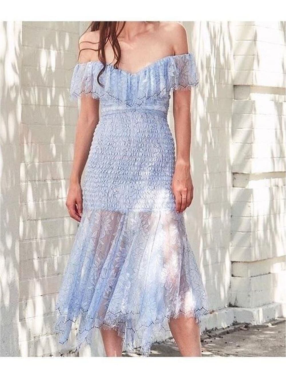 alice McCALL Lotus Gown Periwinkle Blue Lace Size US 2 NWOT MSRP $550 - Picture 5 of 6